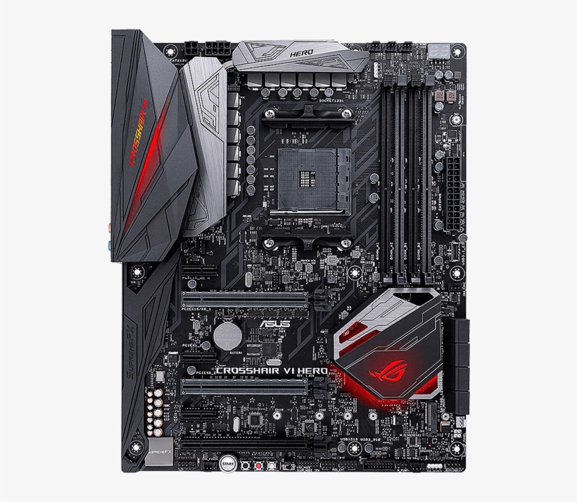 Asus Rog Crosshair Vi Hero X370 Am4 Ddr4 64gb Atx Motherboard - Asus Rog Crosshair Vi Hero, transparent png #9495502