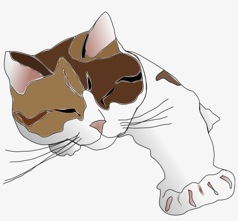 Sleepy Calico Cat Clipart, Vector Clip Art Online, - Calico Cat Clipart