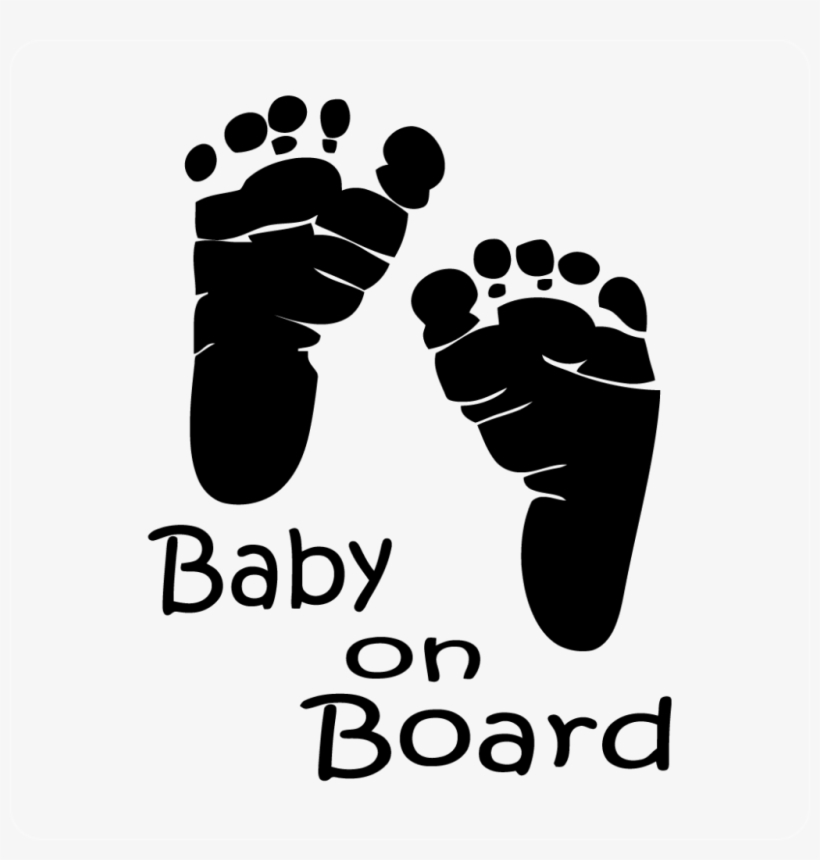 Baby Footprints Black And White Clipart Infant Footprint - Sticker Baby On Board Cute, transparent png #950302