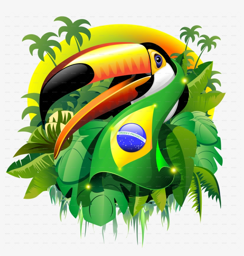 Png Royalty Free Toco With Flag By Bluedarkat Graphicriver - Brazil Toucan, transparent png #950651