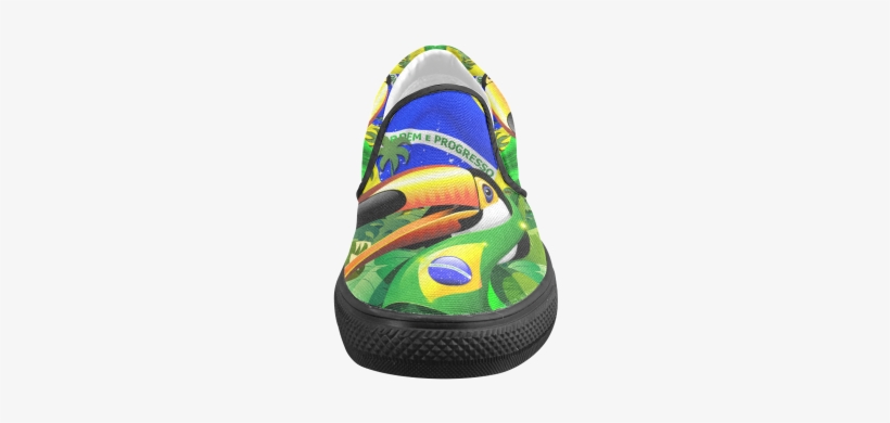 Brazil Flag With Toco Toucan Women's Unusual Slip-on - Toco Toucan With Brazil Flag Beach Towel, transparent png #950852