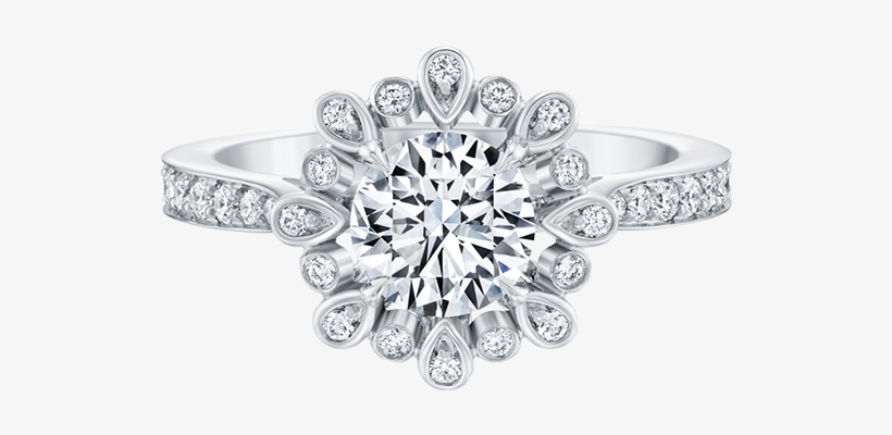 Winston Blossom Diamond Engagement Ring Clipart Png - D/vvs2 Engagement Ring 2 Carat Round Cut 14k White, transparent png #950857