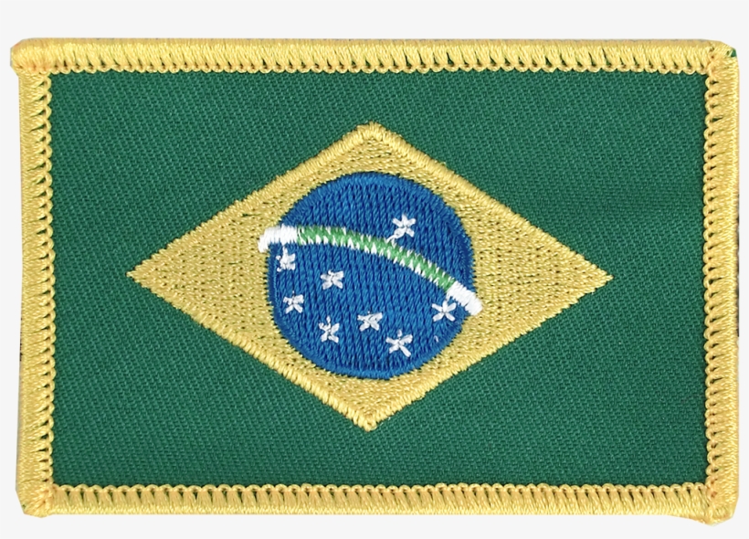 Brazil - Flag Patch - American Flag White Border Iron On Embroidered Applique, transparent png #951264