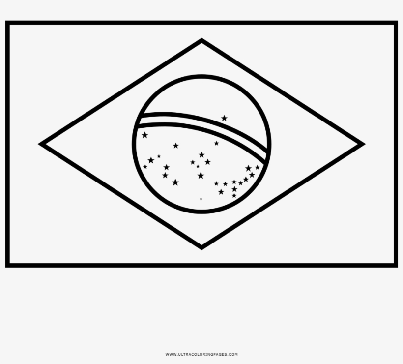 Brazil Flag Coloring Page - Brazil Flag Clipart Black And White, transparent png #951301