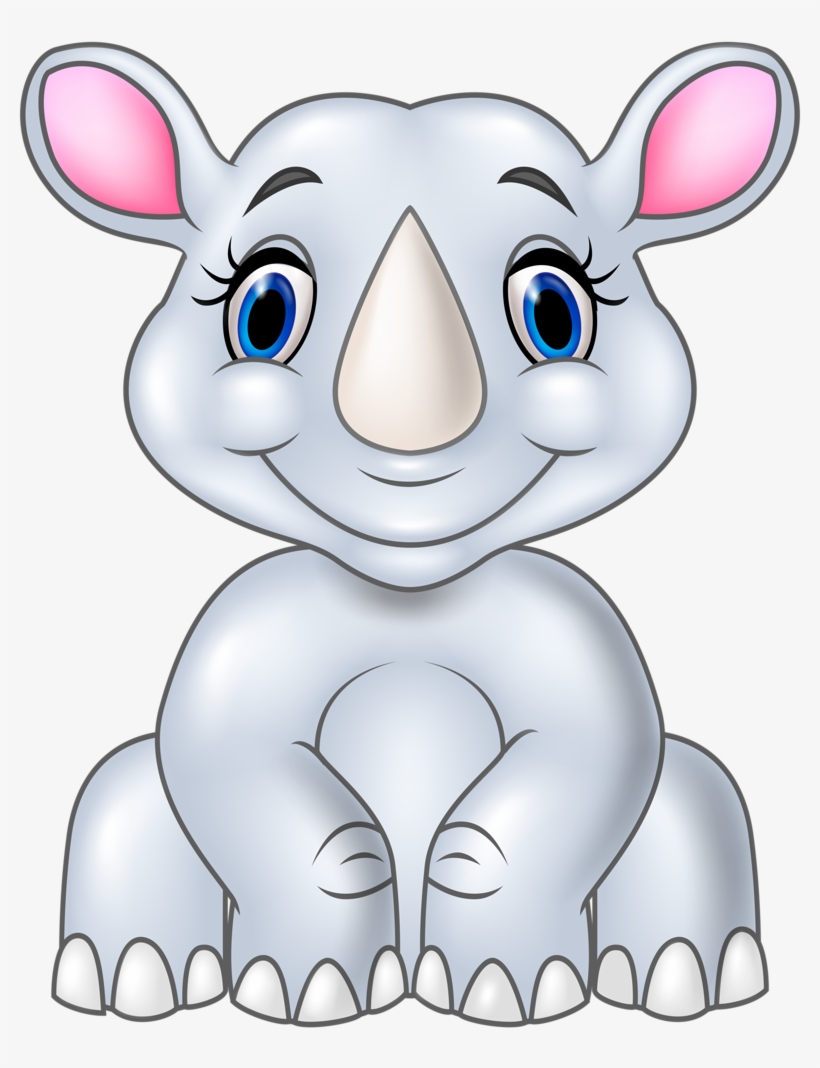 Clipart Rock Animated - Cartoon Baby Rhino, transparent png #951671