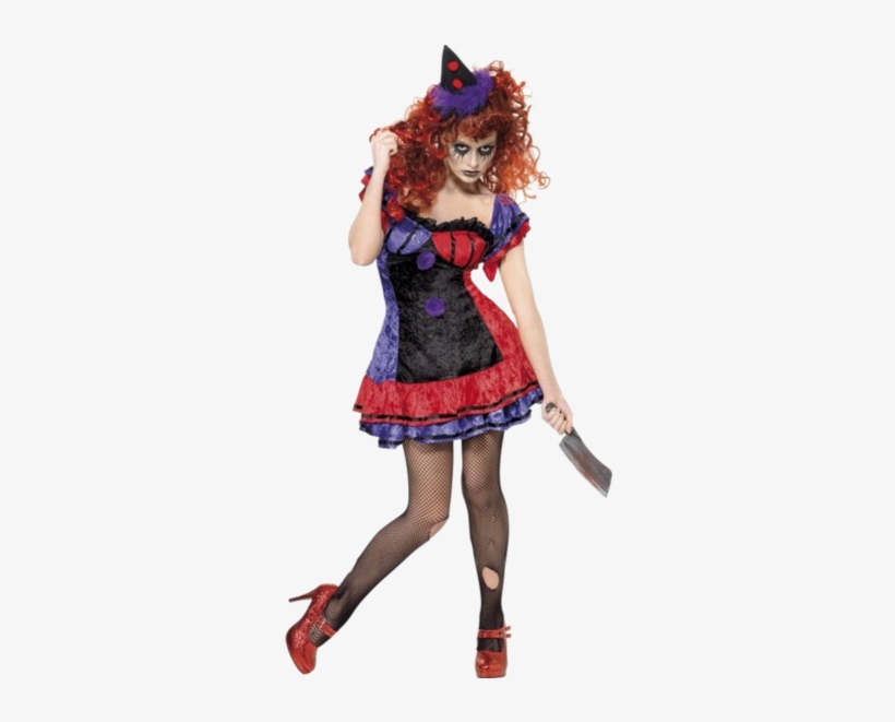 Women's Evil Clown Costume - Fancy Dress Halloween Couples, transparent png #951872