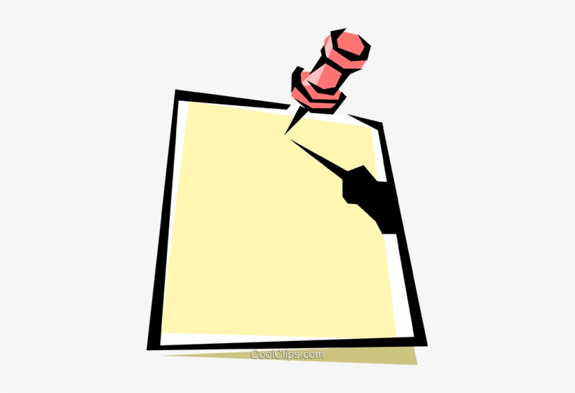 Paper & Pushpin Royalty Free Vector Clip Art Illustration - Papel Alfinete Png, transparent png #952918