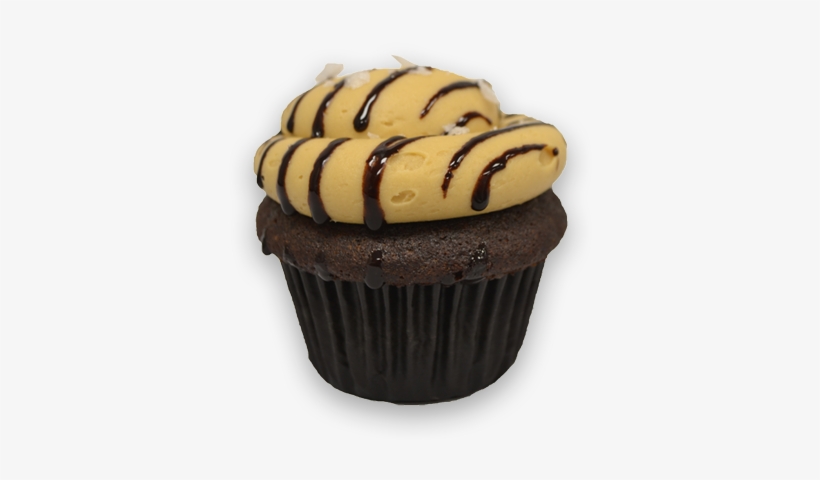 A Salted Chocolate Cake Paired With Our Rich Caramel - Cupcake, transparent png #953174