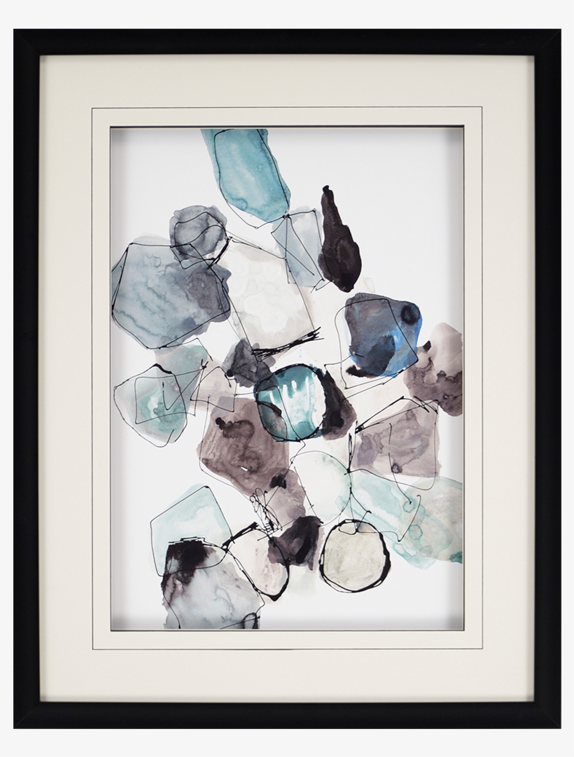 Falling Geometric Shapes Are Matted In White And Framed - Geometric Pools Poster Print By Lora Gold, transparent png #954592