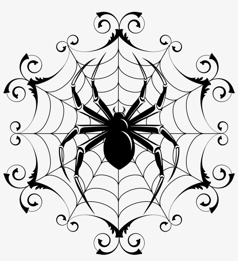 Spider And Spider Web Image - Drawings Of Spiders For Halloween, transparent png #955211