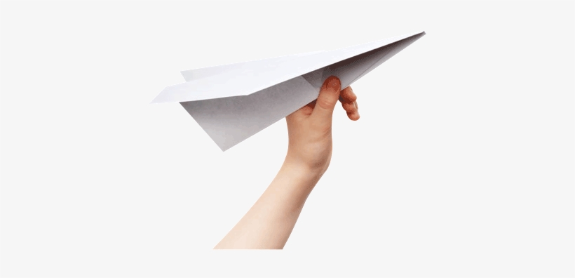 Paper Airplane Png Contact Contact - Paper Airplane Hand Png, transparent png #955351