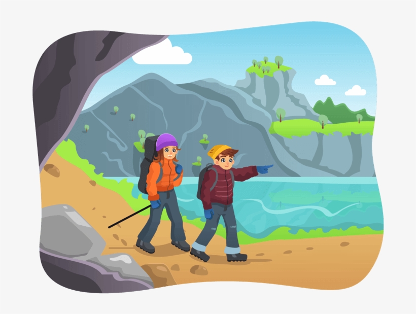 Couple Hiking Next To Lake - Lake, transparent png #957662