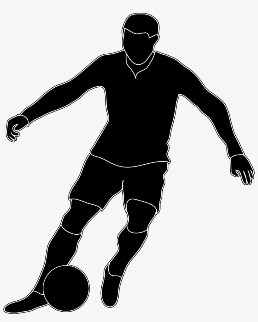 Black White Silhouette Soccer Player - Football Players Clipart Black And White, transparent png #958357