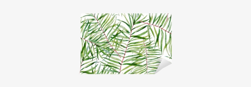 Watercolor Tropical Leafs Pattern Vinyl Wall Mural - Blossoming Bird Canvas With Frame, transparent png #958470