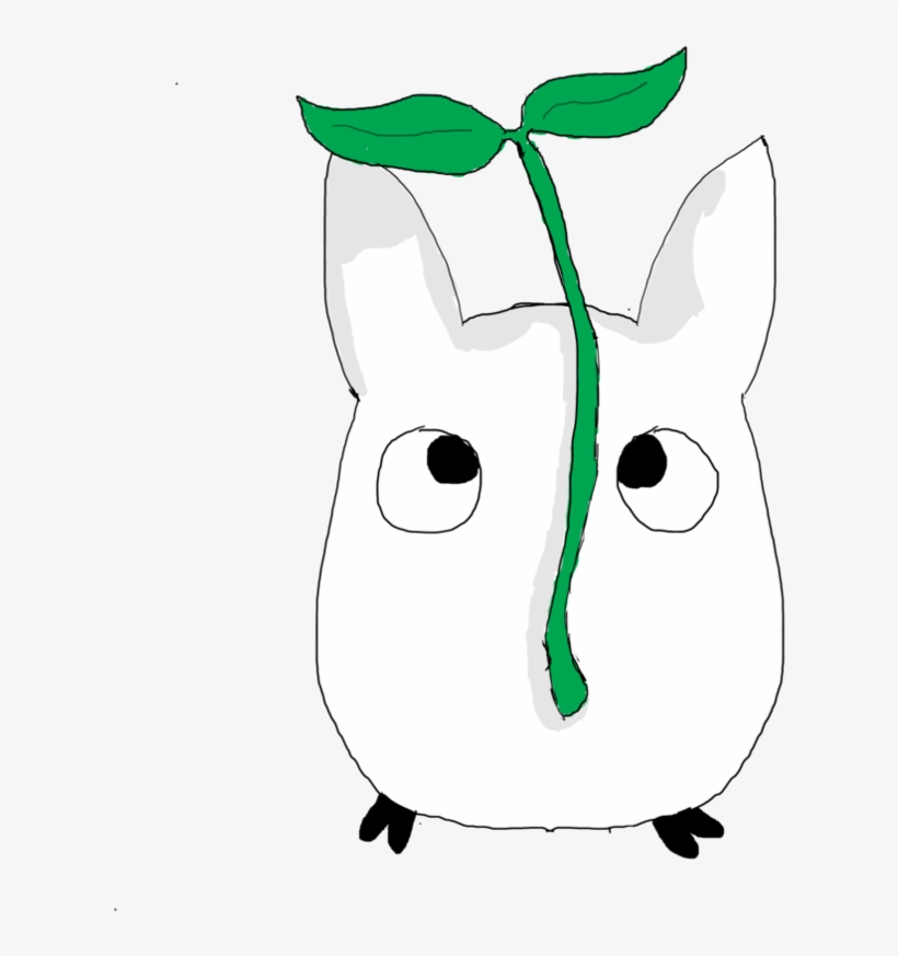White Totoro By Noodlecutie - White Totoro With Leaf, transparent png #958672