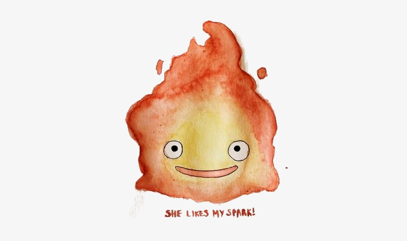Howl's Moving Castle, Watercolor, And Calcifer Image - Calcifer Howl's Moving Castle Art, transparent png #958714
