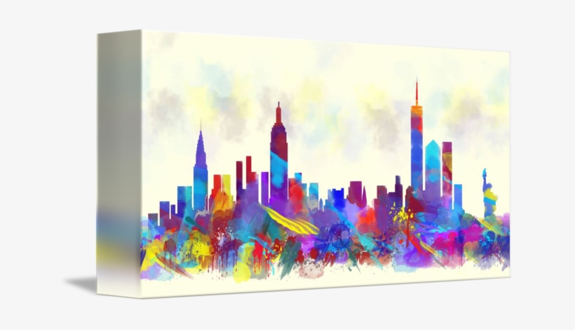 "new York City Skyline Watercolor Print" By Mary Alhadif - New York City Watercolor, transparent png #958912