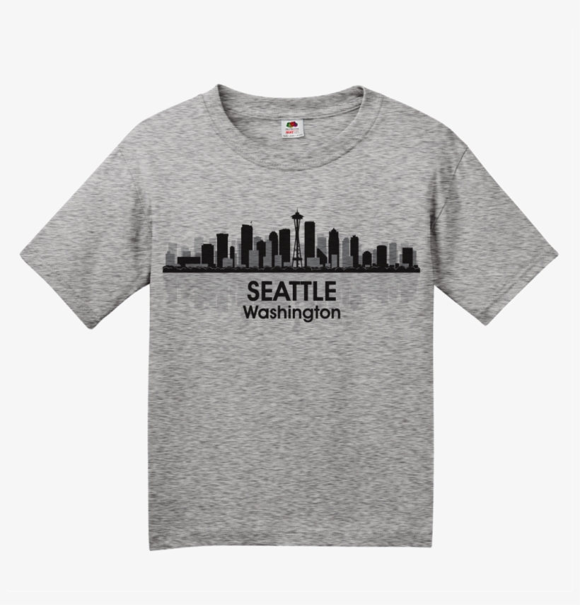 Youth Grey Seattle City Skyline - T-shirt, transparent png #959395