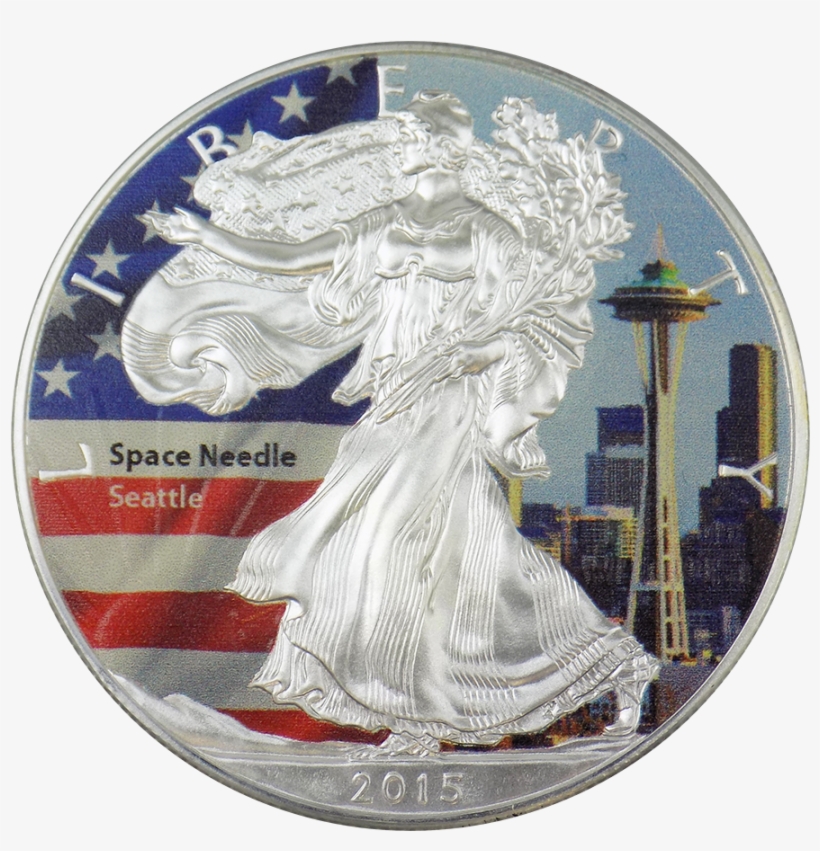 Pre-owned 2015 Usa Eagle 1oz Colourised Silver Coin - Seattle, transparent png #959423