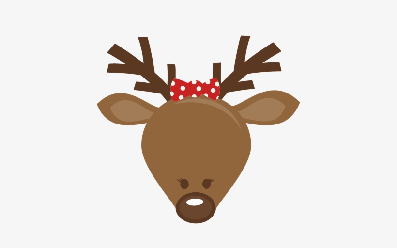 Cute Girl Reindeer Head Svg Cutting Files For Scrapbooking - Reindeer Face Clip Art, transparent png #959685