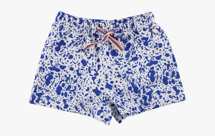 Picture Of "enamel" Splatter Print Jersey Shorts Ivory - Pattern, transparent png #9500946