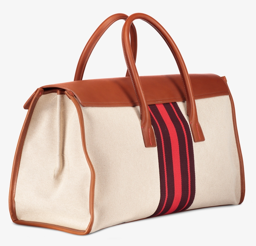 Canvas Overnight Bag With Red Stripe - Birkin Bag, transparent png #9501436
