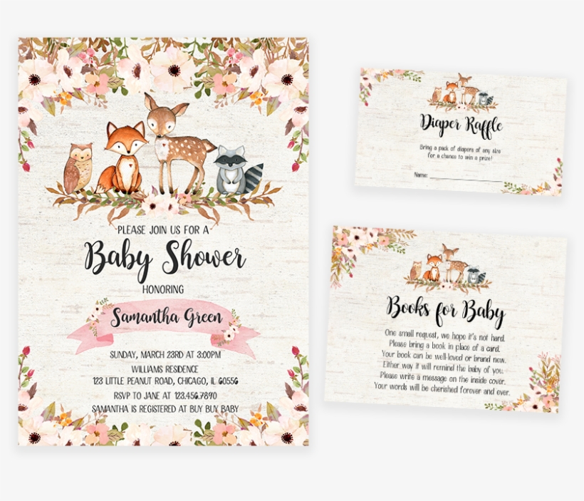 Woodland baby shower invitations sales free
