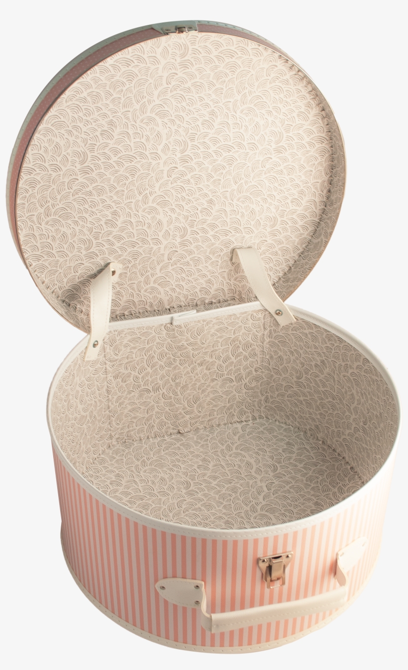 Hat Box 40cm Pink With White Stripes And Dots - Eye Shadow, transparent png #9504206