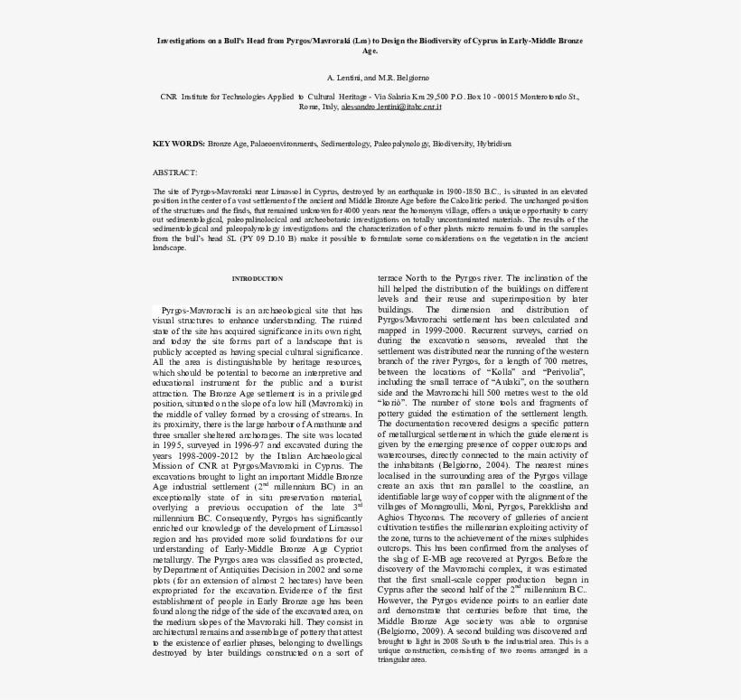 Investigations On A Bull's Head From Pyrgos/mavroraki - Document, transparent png #9510563