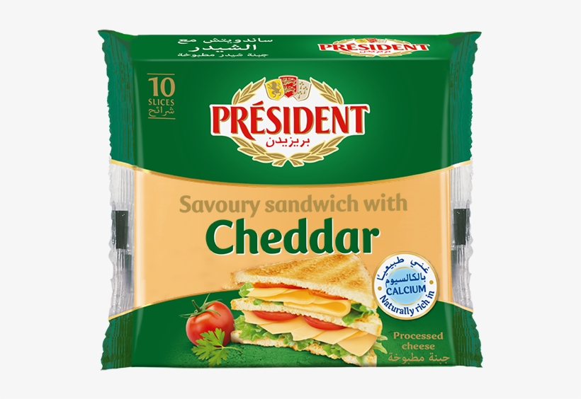 President Sandwich With Cheddar 10 Slices - President Savoury Sandwich With Cheddar, transparent png #9510849