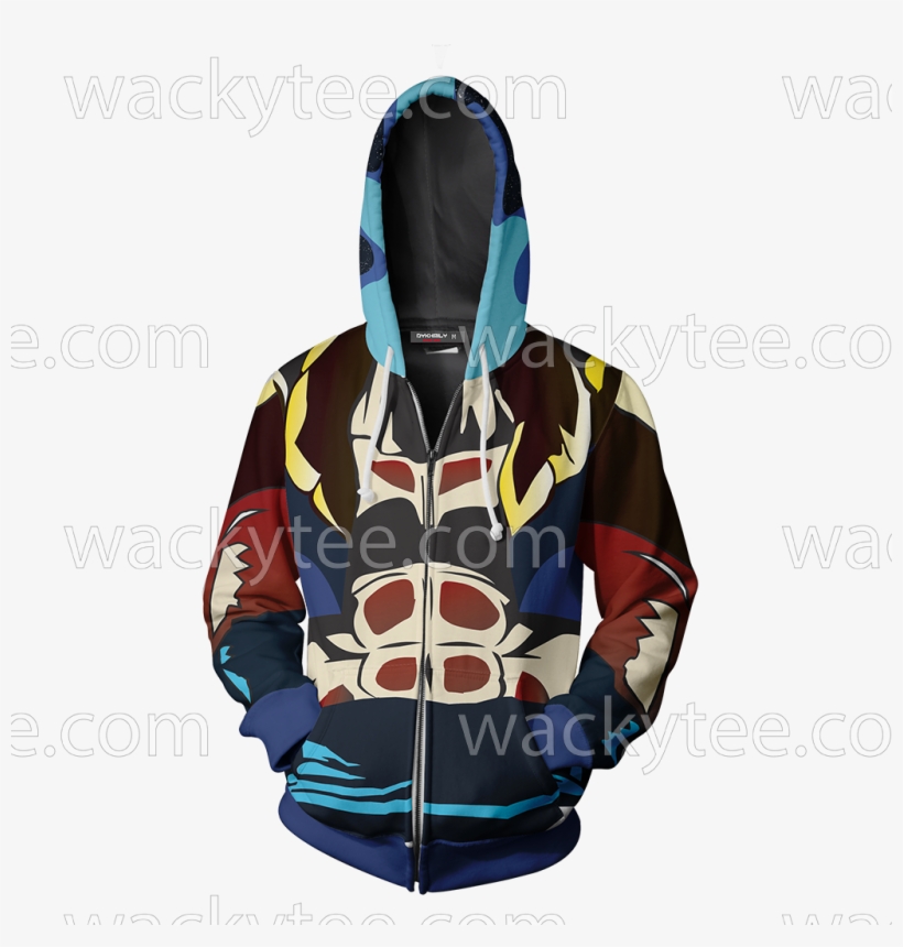 Dragon Ball Gogeta Cosplay Zip Up Hoodie Jacket Fullprinted - Ac Dc Zip Hoodie, transparent png #9511769