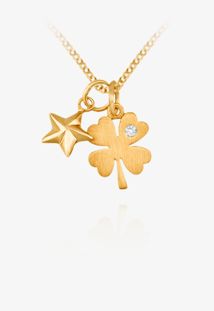 Gold Four Leaf Clover Necklace - Pendant, transparent png #9516574