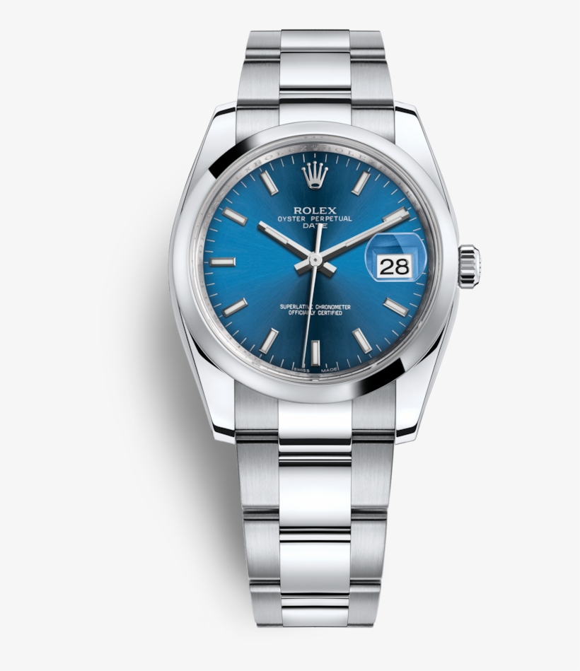 Datejust Perpetual Watch Rolex Date Automatic Oyster - Rolex Oyster Perpetual Date 34 Blue Dial, transparent png #9517242