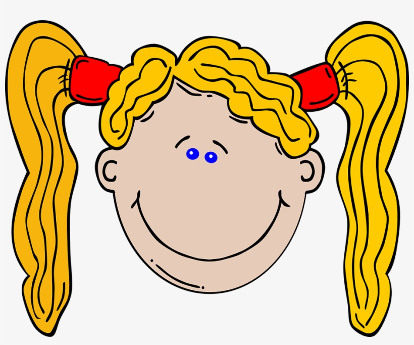 Girl Yellow Hair - Girl Cartoon Face Png, transparent png #9519243