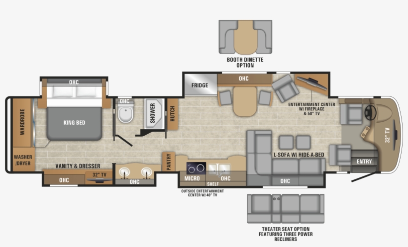 The 2019 Anthem Luxury Diesel Class A Motorhome Entegra - Floor Plan, transparent png #9519448