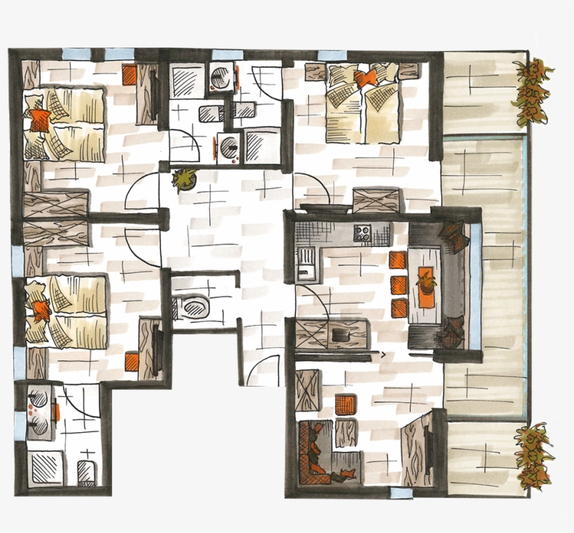 A Large Kitchen With Dining Corner, A Separate Living - Floor Plan, transparent png #9519742