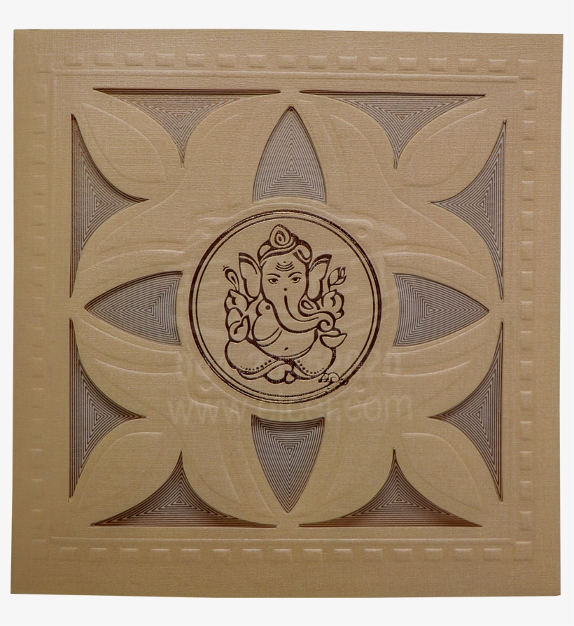 Home Hindu Wedding Cards Colour Square Card - Carving, transparent png #9520830