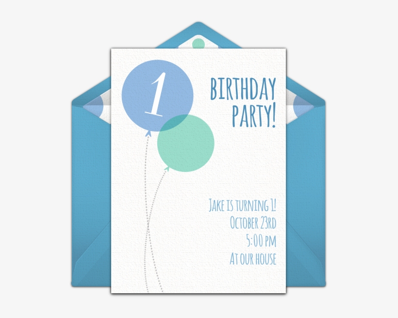 Blue Milestone First Birthday Online Invitation - Birthday, transparent png #9520950