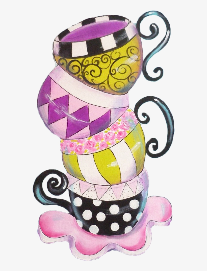 Multiple Tea Cups - Colourful Coffee Cup Painting, transparent png #9521321