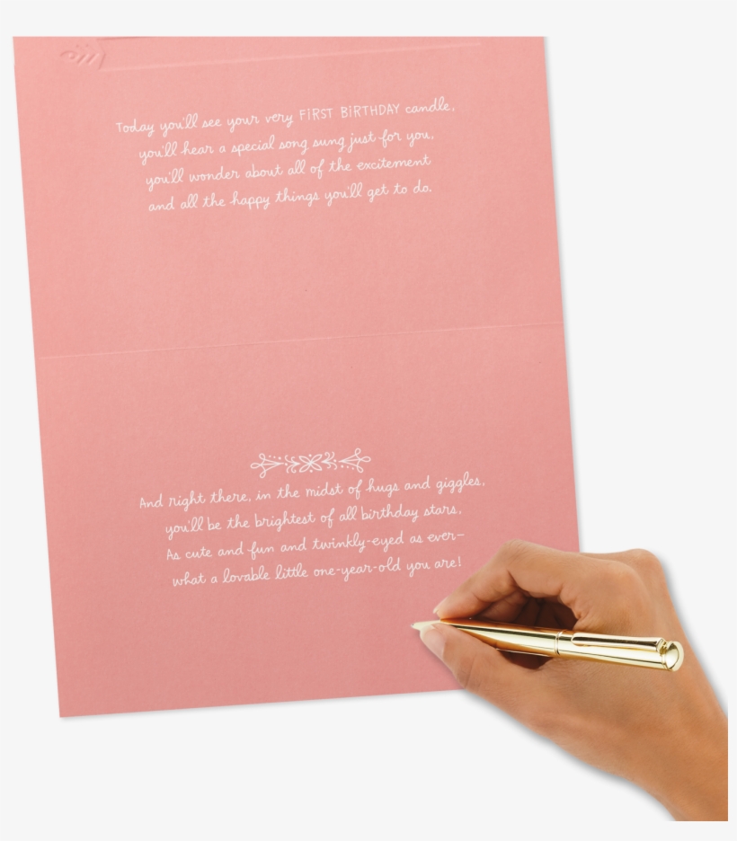 Bear Face One Year Precious Pink 1st Birthday Card - Novel, transparent png #9521370