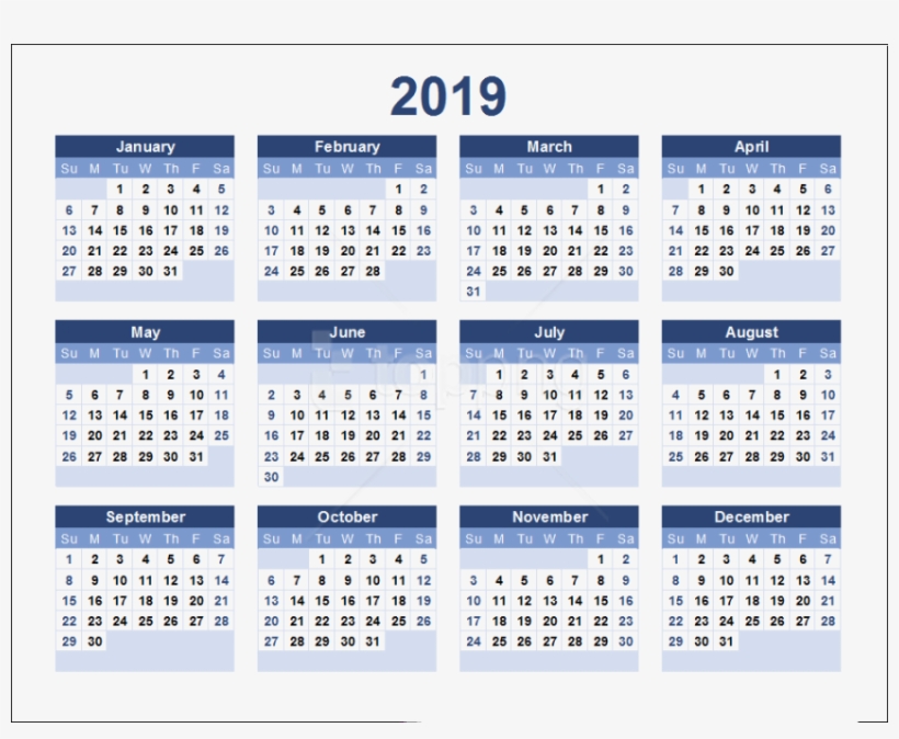 Free Png Download Calendar 2019 Png Images Background - 2019 Calendar Printable, transparent png #9524956