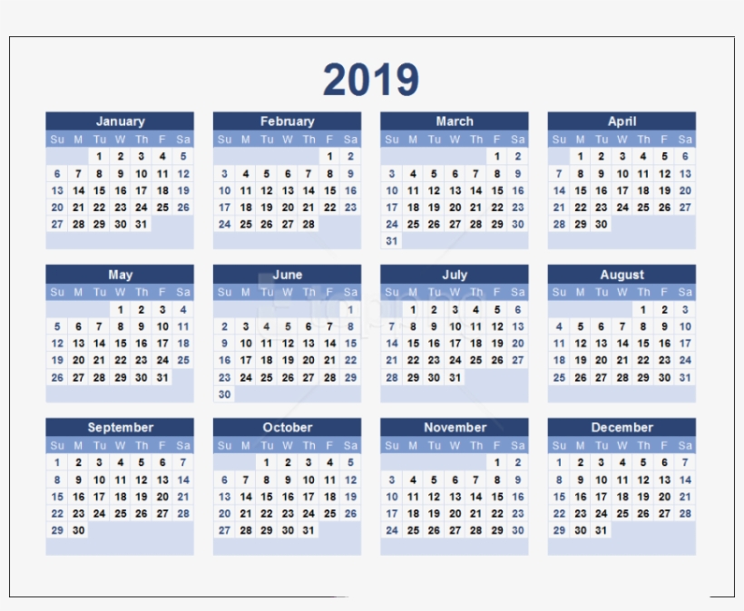 Free Png Download Calendar 2019 Png Images Background - 2019 Calendar Printable, transparent png #9524956