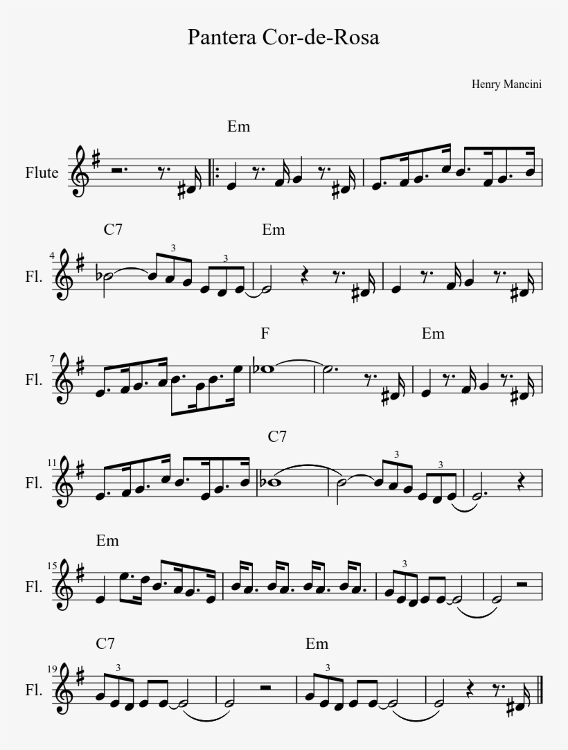 Pantera Cor De Rosa Sheet Music Composed By Henry Mancini - Esprit De Corps Trombone, transparent png #9526598