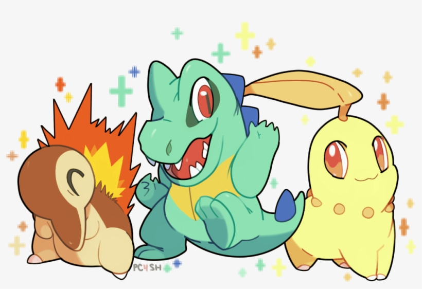 Starters Hgss , - Shiny Chikorita Totodile Cyndaquil, transparent png #9526832