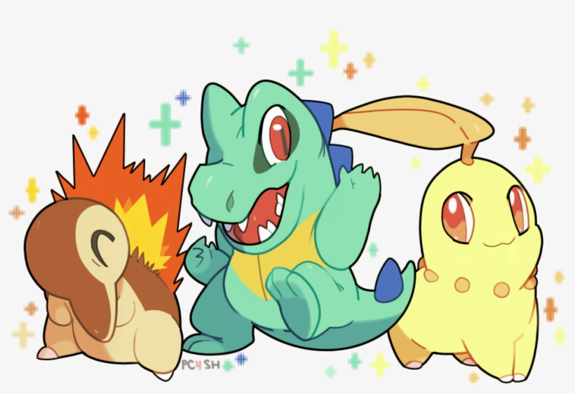 Starters Hgss Shiny Chikorita Totodile Cyndaquil Free Transparent Png Download Pngkey