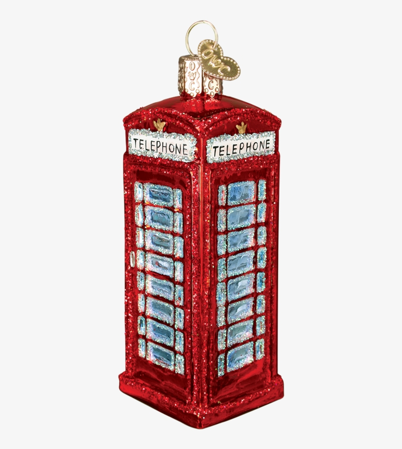 Red Telephone Booth Ornament - Old World Christmas, transparent png #9527236