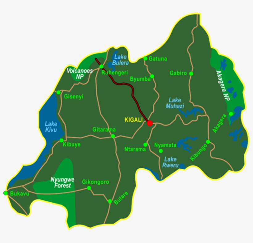 Map Gorillas In The Mist - Parque Nacional De Los Volcanes Ruanda Mapa, transparent png #9528846