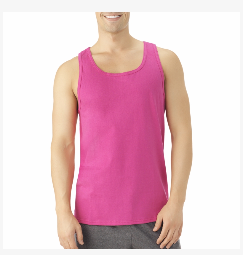 Big Men's Eversoft Jersey Tank Top, Available In Extended - Pink Sleeveless Shirt, transparent png #9529326