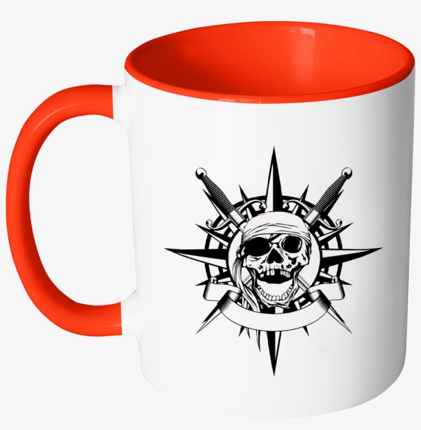 Pirate Skull Accent Mug - Mug, transparent png #9529517