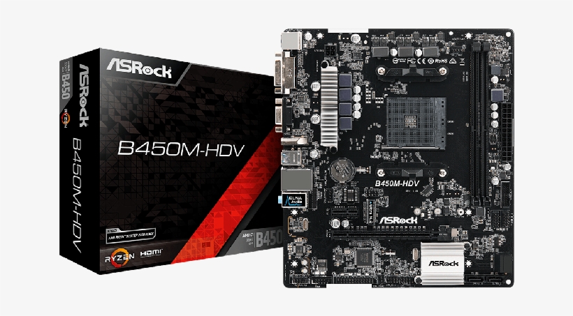 Asrock B450m Hdv Micro Atx Am4 Motherboard, transparent png #9530108